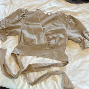 Wrap Puff Sleeve Crop Top